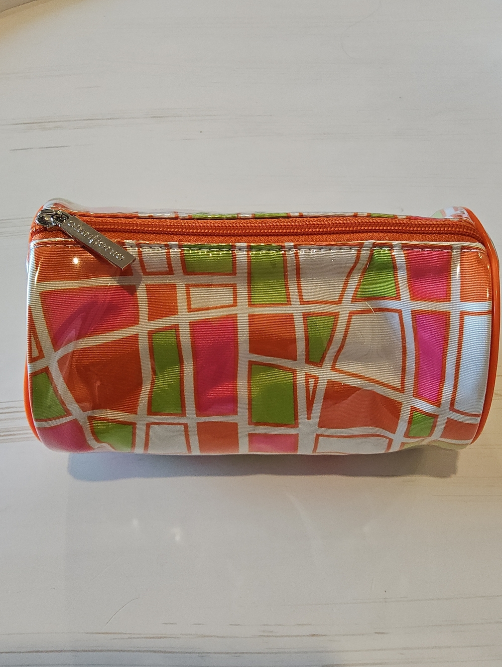 Clarisonic Orange, Pink & Green Geometric Cosmetic Pouch